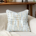 Boho Chenille Tufted Pillow Cover 24x24 Inch Set of 1, Farmhouse Striped Decorative Pillow Covers Accent Fluffy Neutral Square Pillowcases for Couch Sofa Bedroom Living Room, Gray Khaki