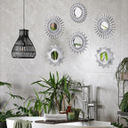 Namalu 6 Pcs Mirrors - Small Circle Sun Mirrors for Decorative Wall Art - Entryway, Bathroom, Bedroom, Living Room (Silver, Classic)