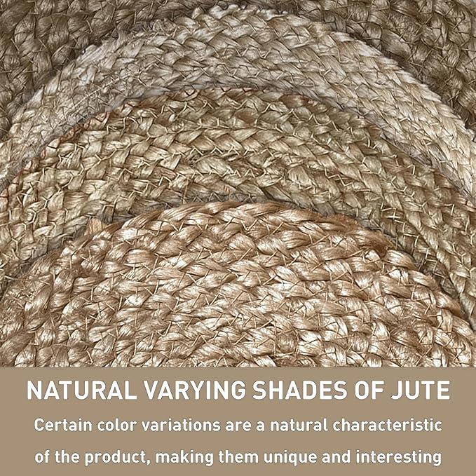 Chardin home Hand Woven Natural Jute Braided Rug – 4' Round | Rustic Boho Farmhouse Reversible Accent Rug for Entryway, Kitchen, Nursery, Dining Room, Study, or Patio | Solid Natural Fiber Rug