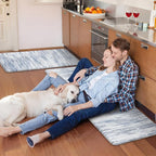 KIMODE Anti Fatigue Kitchen Mats 17"x47"+17"x29", Abstract Kitchen Rugs Sets of 2, Non Slip Kitchen Mats for Floor, Cushioned Comfort Standing Mats for Sink, Laundry, Office, Desk Multi-Blue
