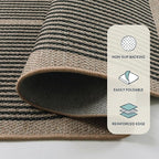 Lahome Modern Rainbow Easy Jute Rug, 3x5 Washable Rugs for Entryway Farmhouse Black Patio Carpet, Non Slip Indoor Door Mat Contemporary Outdoor Porch Carpet for Laundry Guestroom Room Decor