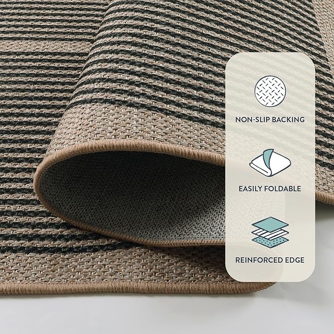 Lahome Enfys Modern Rainbow Easy Jute Carpet, 8x10 Living Room Rugs Indoor Outdoor Patio Dining Room Rug, Contemporary Farmhouse Non Slip Non Shedding Carpet for Deck Backyard
