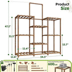 EnHomee Plant Stand, 8 Tiers Indoor Plant Stand for Multiple Plants Pot, Wood Plants Shelves for Living Room, Patio, Balcony, Yard, Garden, 34.3" W x 11.8" D x 47.2" H