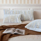 Boho Chenille Tufted Pillow Cover 14x36 Inch Set of 1, Farmhouse Striped Decorative Pillow Covers Accent Fluffy Neutral Long Body Bolster Pillow for Couch Sofa Bedroom Living Room, Gray Khaki