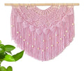 Youngeast Large Macrame Wall Hanging Boho Beaded Curtain for Window Macrame Bedroom Headboard Living Room Wall Art Tassel Tapestry Bohemian Woven Wall Decor 31" W X 25" H (Pink)