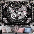 Skeleton Butterfly Tapestry Pink Skull Hippie Mushroom Plants Tapestry for Bedroom Moon phase Aesthetic Tapestries Wall Hanging for Living Room Dorm (Pink, 80” x 60”)