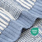 Amélie Home Checkered Knit Throw Blanket for Couch, Chenille Texture Decorative Soft Blanket for Sofa & Chair, 50"x60", Blue & White