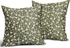 Olive Green Pillow Covers 16x16 Set of 2 Vintage Floral Rustic Old Style Cute Flower Print Decorative Outdoor Pillowcases Seasonal Farmhouse Throw Cushion Case Decor for Couch Sofa Bed
