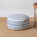 MOCOFO Unstuffed Round Pouf Covers Boho Colorful Geometric Ottoman Pouf Cover with Handle Design,Decoration Footstool for Living Room,Bedroom,Patio (Blue,18x18x8)