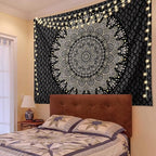 Edeesky Black Golden Mandala Tapestry Wall Hanging Psychedelic Medallion Wall Tapestry Aesthetic Indian Hippie Decor Bohemian Art Boho Home Decoration for Bedroom,Living Room,Dorm