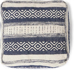 REDEARTH · UNSTUFFED Pouf Ottoman Cover Textured Cube Bean Bag Poof Pouffe Footrest for Living Room, Bedroom, Patio, Gym; 100% Cotton (18"X18"X18", Indigo Impressions)