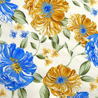 Mustard Yellow Floral Spring Summer Throw Pillows Covers 18x18 Inch Set of 2, Blue Flowers Pillowcases, Boho Square Cushion Covers for Couch Sofa Bedroom Living Room Farmhouse, Boho Spring Home Decor