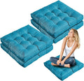 Jerify Floor Pillow Cushions Large Round Square Large Meditation Floor Pillow for Classroom Adult Meditation Picnic Party Seating Learning Daycare School(Square,Blue,4 Pcs)