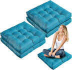 Jerify Floor Pillow Cushions Large Round Square Large Meditation Floor Pillow for Classroom Adult Meditation Picnic Party Seating Learning Daycare School(Square,Blue,4 Pcs)