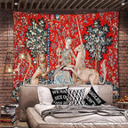 FEASRT Medieval Maiden Tapestry European Royal Princess Tapestrys Wild Animal Tapestry, Large 100x90 Inches Soft Flannelette, for Bohemian Mandala Bedroom Living Room Dorm