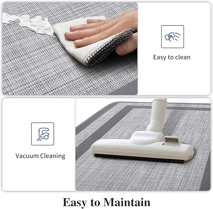 Mattitude Kitchen Mats Set of 2,Cushioned Anti-Fatigue Non-Skid Rug Sets Ergonomic Comfort Standing Mat for Kitchen, Floor, Office, Sink, Laundry, Gray and Gray