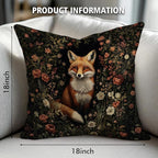 YOU FOUND ME William Morris Abstract Vintage Floral Fox Design Velvet Throw Pillow Covers Home Decor, Retro Art Decor Pillowcase Cushion Cover for Bed Sofa Living Room, Square 18x18inch (Orange-Fox2)