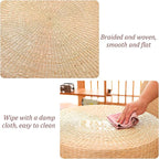 Round Woven Floor Pillow Natural Seat Cushion, Straw Flat Seat Cushion, Handmade Floor Pouf Mat, Ottoman Footstool for Meditation, Zen, Yoga Practice or Buddham (15.74" Dia. x 3.94" H)