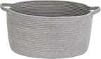Gray Storage Basket, 17"x12"x8" Woven Cotton Rope Storage Bin, Wicker Kids Dog Toy Box, Baskets for Gifts Empty, Bathroom Towel Organizer, Blanket Holder, Baby Nursery Shelf Closet Bin