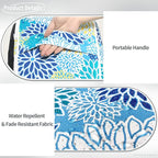 Indoor/Outdoor Inflatable Ottoman D21 x H9 inch, Round Footstool Inflatable Foot Rest Ottoman with Handle, Portable Ottomans Pouf for Patio, Garden, Camping, Home, Dahlia Blue