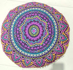 INDIAN CRAFT CASTLE New Pink Ombre 24" Mandala Barmeri Large Floor Pillow Cover Cushion Meditation Seating Ottoman Throw Cover Hippie Decorative Zipped Bohemian Pouf Ottoman Pom Pom Cases 24" Round