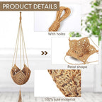 Shappy 3 Pack Jute Crochet Long Plant Hanger for 3 Inch to 12 Inch Pots, Macrame Plant Holder Rope with S Shaped Hooks for Halloween Home Decor (Brown)