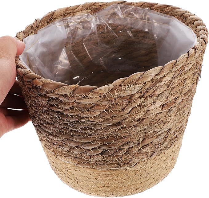 Cabilock Woven Plant Basket for Indoor Decor Hand Woven Seagrass Flower Pot Cover Storage for Home and Garden Versatile Decorative Container for Plants