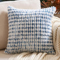 Aeckself Boho Chenille Tufted Pillow Cover 18x18 Inch, Decorative Square Throw Pillow Cover Neutral Pillowcase for Couch Bedroom Living Room, Blue White