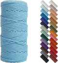 NOANTA Sky Blue Macrame Cord 3mm x 109yards, Colored Macrame Rope, Cotton Rope Macrame Yarn, Colorful Cotton Craft Cord for Wall Hanging, Plant Hangers, Crafts, Knitting