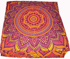CRAFT KALA Mandala Floor Pillow Cushion Cover Seating Throw Cover Hippie Decorative Bohemian Ottoman Poufs Pom Pillow Cases Boho Indian Cotton Living Room Yoga Home Décor (24" Square New Orange Ombre)