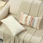FUTEI Rust Beige Decorative Throw Pillow Covers 12x20 Inch Set of 2, Soft Tufted Striped Textured Accent Pillow Case,Boho Pillows for Couch Decor