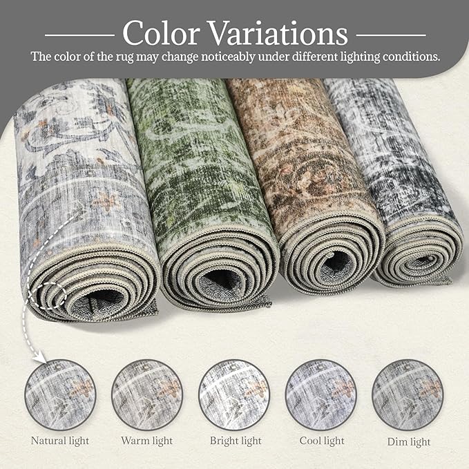 Washable Rugs for Living Room: 10x14 Area Rugs for Bedroom Ultral Soft Non-Slip Stain Resistant Vintage Boho Large Carpet for High-Traffic Dining Room - Farmhouse Decor