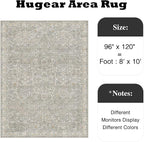 HUGEAR Area Rug 8x10 Retro Grey Machine Washable Living Room Rugs Distressed Vintage Floral Vacuumable Low Pile Carpet Bedroom Office Dining Room Laundry Room Non Slip Soft Lightweight