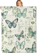 Retro Butterfly Throw Blanket - 60x80in,Ultra Soft, Cozy Lightweight Flannel,Botanical Floral Vintage Blankets - Gifts for Women & Nature Lovers,for Couch Home Living Room Tranquil Decor
