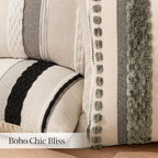 ANRODUO Pack of 2 Boho Decorative Throw Pillow Covers 20x20 Farmhouse Cushion Case Striped Chenille Pillow Cases Square Pillow Covers Accent Neutral Pillowcase for Sofa Couch Bed, Black-White Stripe 2