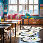 Tinideya 12 Pcs Kids Carpet Circle Seats for Class 16 Inch Round Classroom Rug Floor Cushions Soft First Day of School Educational Mat Non Slip Back to School Learning Playing Areas(Positive)