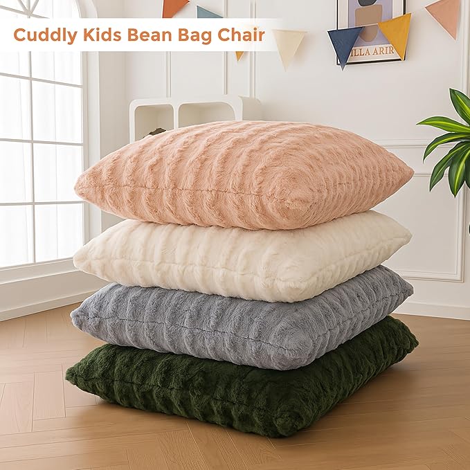 MAXYOYO 3 in 1 Kids Bean Bag Chair Bed, Child Floor Sofa for Gaming, Reading, Convertible Bean Bag Floor Cushion with Machine Washable Cover for Living Room Bedroom, Grey