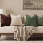 decorUhome Chenille Soft Cozy Throw Pillow Covers 20x20 Set of 2, Modern Farmhouse Boho Velvet Decorative Pillow Cases with Stitched Edge for Couch Sofa Bed Home Decor, Chocolate