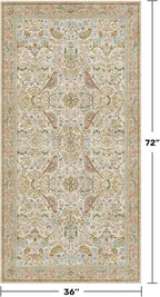 3x6 Washable Rug for Large Entryway - Boho Bird Rugs for Kitchen, Bedroom Beside Bed, Indoor Entrance Door Mat with Moody Woodland Flowers, Non-Slip Stain Resistant Low Pile