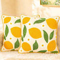 Whaline 2 Pcs Summer Tufted Throw Pillow Covers Embroidered Lemon Daisy Pillow Case Fruit Jacquard Decorative Cushion Case for Living Room Bedroom Couch Sofa Bed Home Decor, 18 x 18 Inch