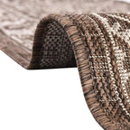 Rugs.com Outdoor Aztec Collection Rug – 13 Ft Square Brown Flatweave-Pile Rug Perfect for Living Rooms, Kitchens, Entryways
