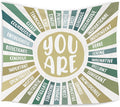 WARDOS Boho Green Sunshine Tapestry, You Are Inspirational Tapestry Wall Hanging, Colorful Boho Sun Positive Affirmation Wall Blanket Decor for Kids Room Nursery Playroom Classroom, 50x60 Inch
