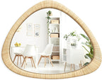 Barnyard Designs Rattan Bathroom Mirror – Rustic Farmhouse Style Handmade Wicker Rattan Frame - Boho Mirror for Nursery Wall Décor (25" x 30", Asymmetrical)