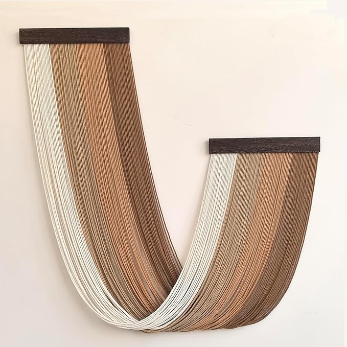 Large Macrame Wall Hanging Dip Dyed Yarn Tapestry Ombre Yarn Gradient Color Macrame Wall Decor Macrame Tapestry Boho Decor for Bedroom Living Room Headboard Above Bed (Brown)