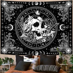 Aipon Black and White Skeleton Tapestry Bedroom Skull Mushroom Tapestries Hippie Nature Plants Floral Flower Aesthetic Tapestry Wall Hanging for Living Room Dorm (Black, 48'' × 36'')
