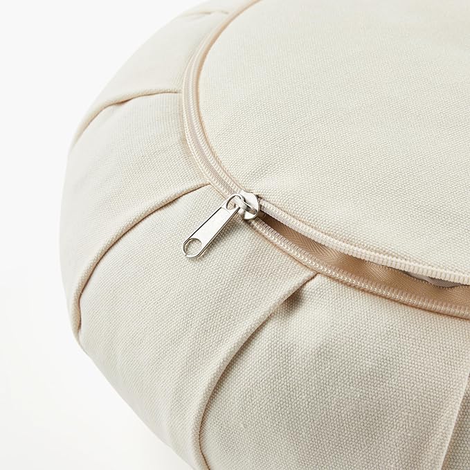 Myga Zafu Yoga Meditation Cushion with Washable Cover - Floor Cushion Pillow with Natural Buckwheat Filling - Soft Round Cotton Design for Meditating or Pranayama Exercises