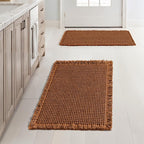 MIULEE Set of 2 Waffle Bathroom Rugs, Fall Boho Bath Rugs Non Slip Washable, Super Absorbent Bath Mats, Ultra Soft Rubber Backed Shower Mats for Bathroom Floor, Tub and Shower, Terracotta, 17x24 Inch