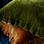 Velvet Throw Pillow Cover Soft Decorative Luxurious Solid Square Cushion Case for Sofa Couch Bedroom Farmhouse,Pack of 2, 18 x 18 Inches, Olive Green
