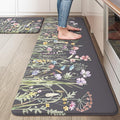 KIMODE Anti Fatigue Kitchen Mats for Floor, 20"x47"+20"x32" Farmhouse Kitchen Rugs Sets of 2, Padded Kitchen Floor Mats, Comfort Standing Mats for Sink, Laundry, Office, Desk Dark Grey/Purple