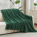 NEWCOSPLAY Super Soft Twin Blanket Dark Green Premium Silky Flannel Fleece Leaves Pattern Lightweight Bed Blanket All Season Use (Dark Green, Twin(60"x80"))